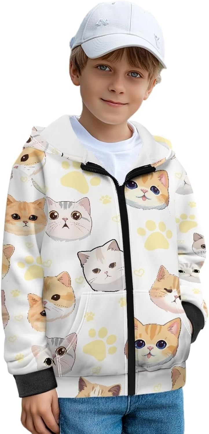 Kids Sweatshirts Zip up Hoodie Teen Girl Sport Jacket Long Sleeve Activewear with Front Pocket