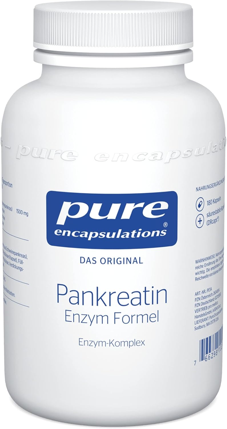 Pure Encapsulations - Pancreatin Enzyme Formula - High Quality Enzyme Complex with Protease Amylase and Lipase - 180 Capsules