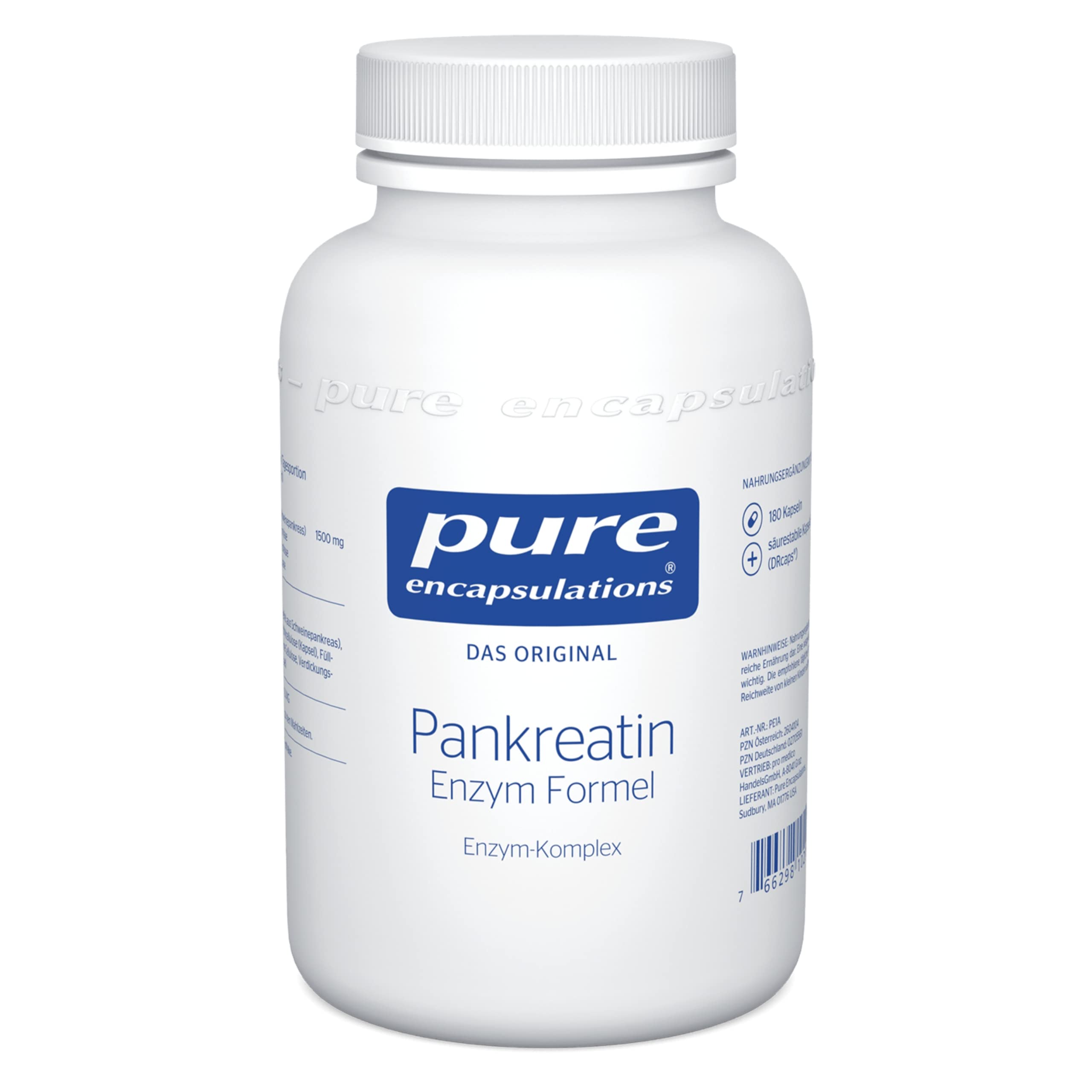 Pure Encapsulations - Pankreatin Enzym Formel - Hochwertiger Enzym-Komplex mit Protease, Amylase und Lipase - 180 Kapseln