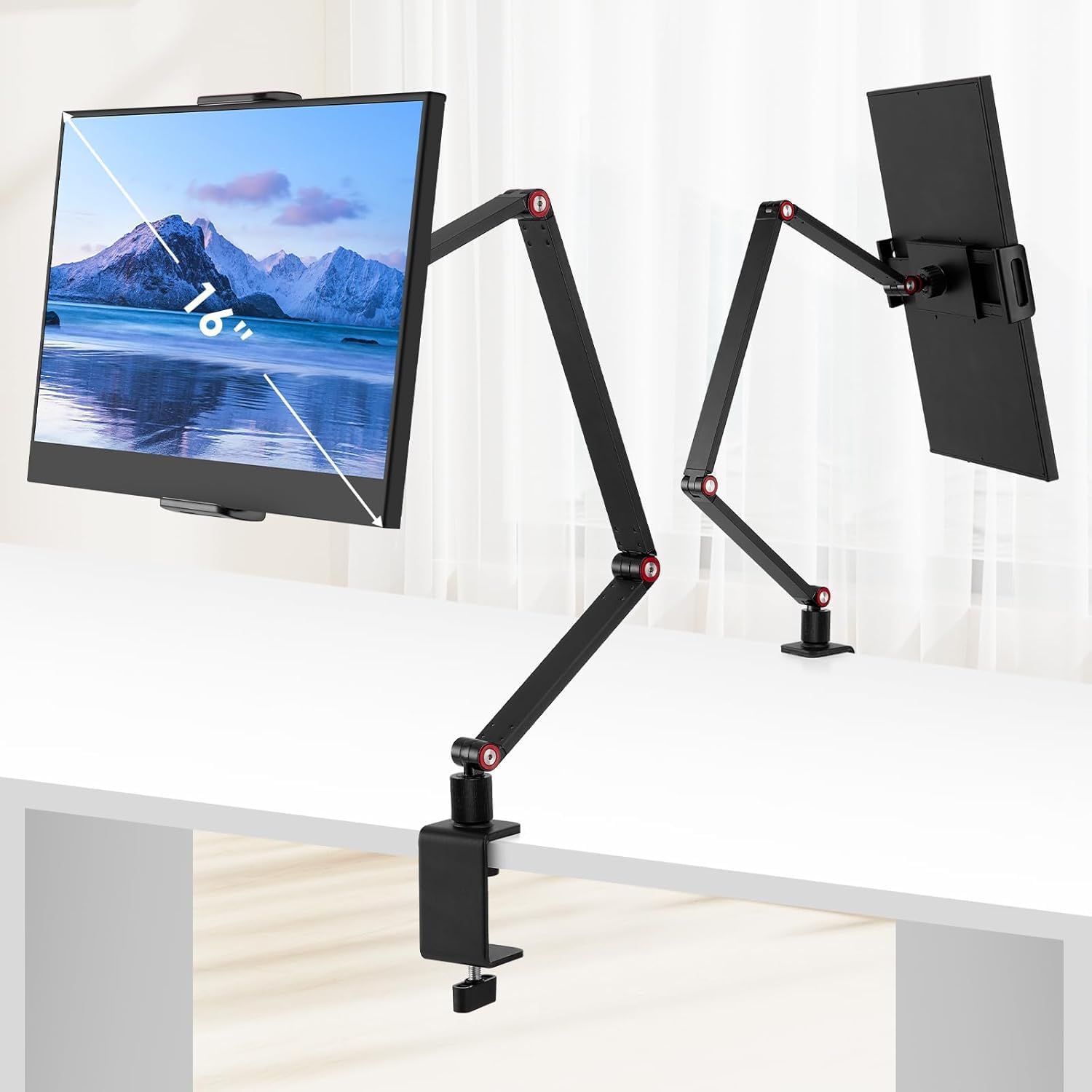 UGIFT Tablet Stand Holder for ipad,Portable Monitor Stand Holder 12.9'',16'',Desk Mount with 360°Rotate Base,Fits for 4.7-12.9" Phone,Kindle,Fire HD,Nintendo Switch Computer Smartphone image 2