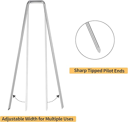 Miniatura 3 de Whonline 560 grapas de paisaje de 6 pulgadas, calibre 11, estacas de jardín galvanizadas de alta resistencia, estacas de riego por goteo para