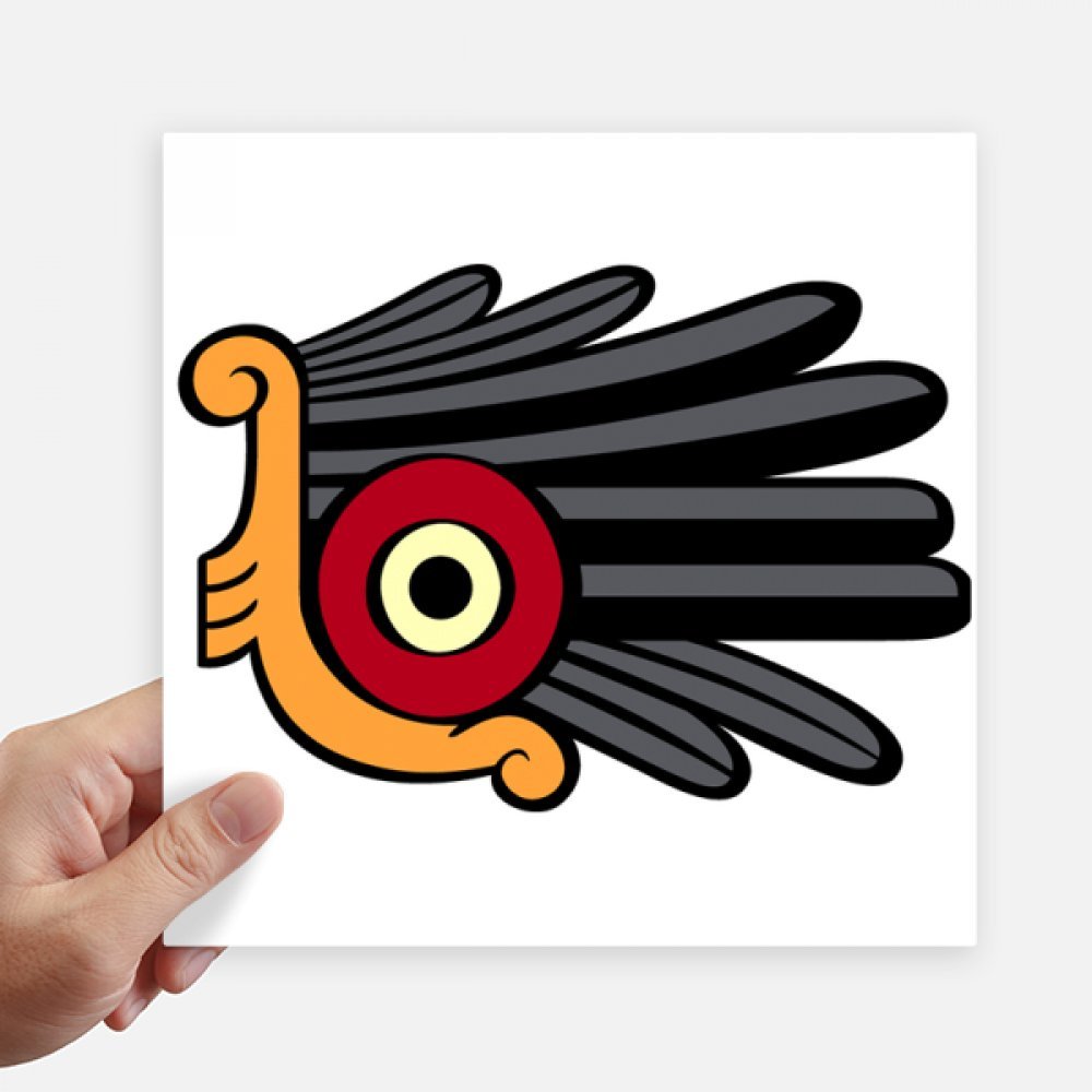 Autocollant mural carré 20cm motif dessin plume indien coiffe multicolore