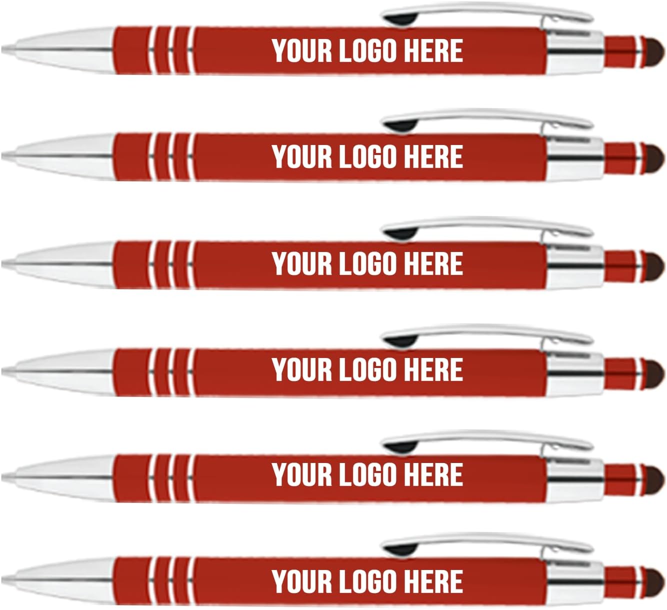 Custom Metal Stylus Pens - Custom Printed for Name/Business/Event Details | Dual-Function Ballpoint & Stylus Tip | - Durable & Lightweigh (Orange, 50 Count, Pack of 1)