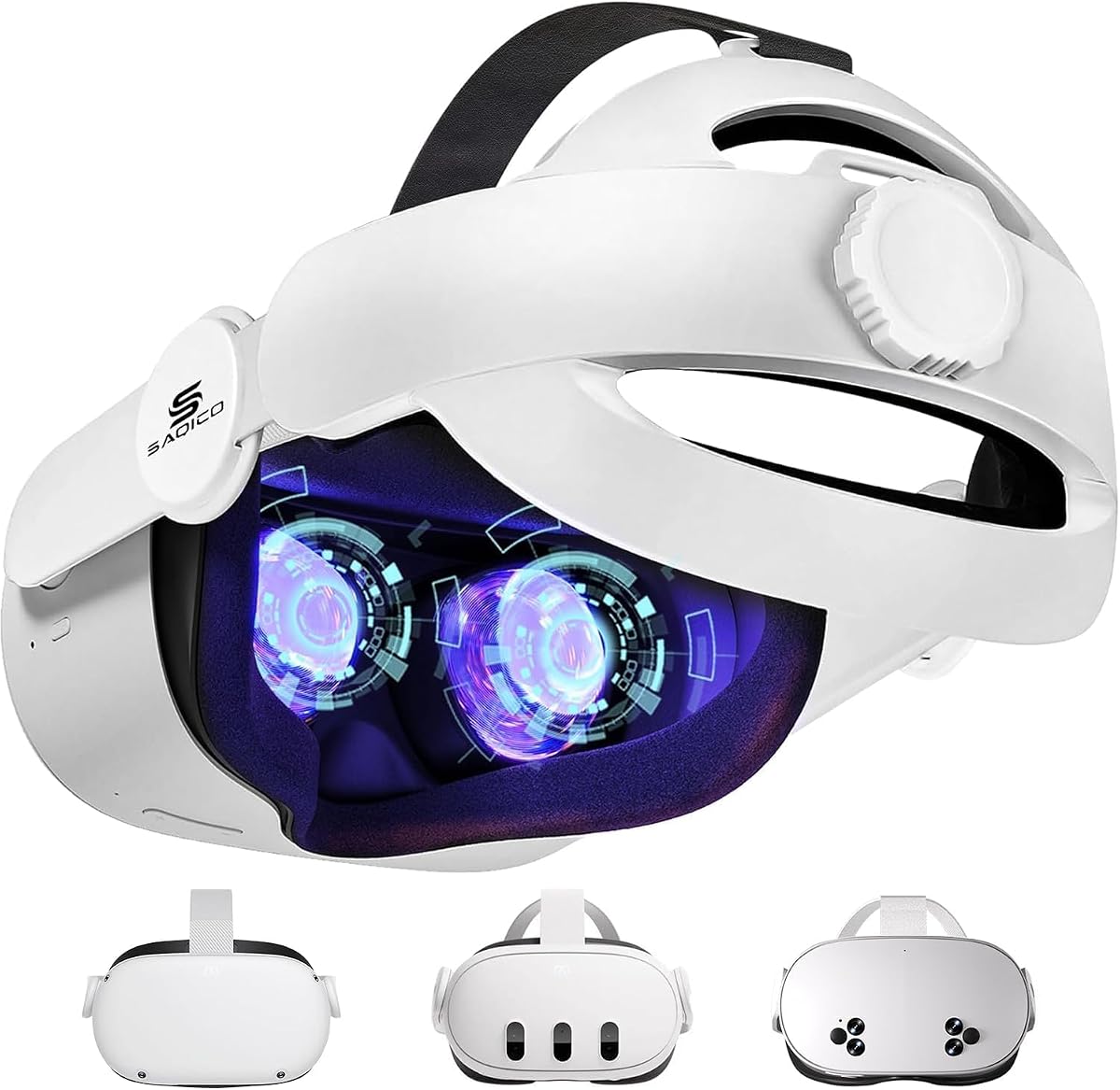 Saqico Head Strap for Meta Oculus Quest 2/3/3S, Pressure-Free Elite Strap Accessories Replacement, Adjustable Headband Soft Cushion VR Headset Enhanced Comfort & Balanced Fit for Longer Immersion