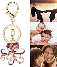 Elegant Octopus Pendant with Metal Ring, Sparkly Key Chain with Rust-resistant Crystals Keyring Unique Bag Bag Mobile Phone Accessories, Colorful
