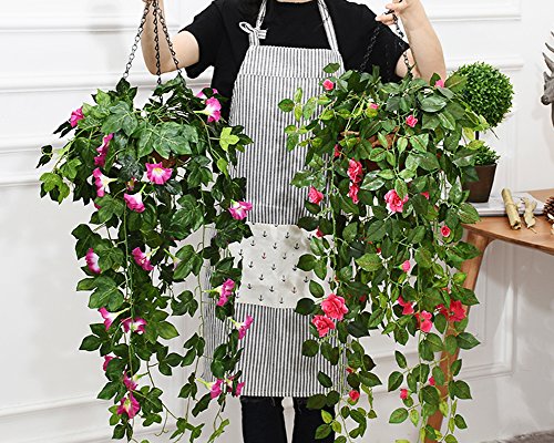 Lopkey Silk Morning Glory Artificial Flowers Wall Hanging Basket Decor (Light Purple) #TOP1