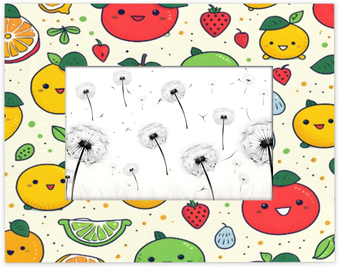 Cute Fruit Characters Wooden Photo Frames 4x6, Acrylic Picture Cover Frame for Wall Tabletop Display, Cute Frames for Home Office Nursery Decor