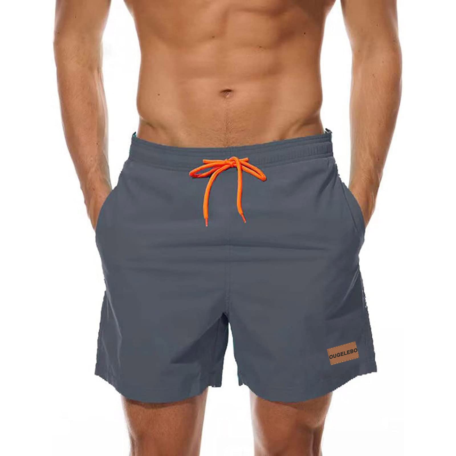 Ougelebo Badehose Herren mit Reißverschlusstasche Badeshorts Schnelltrocknend