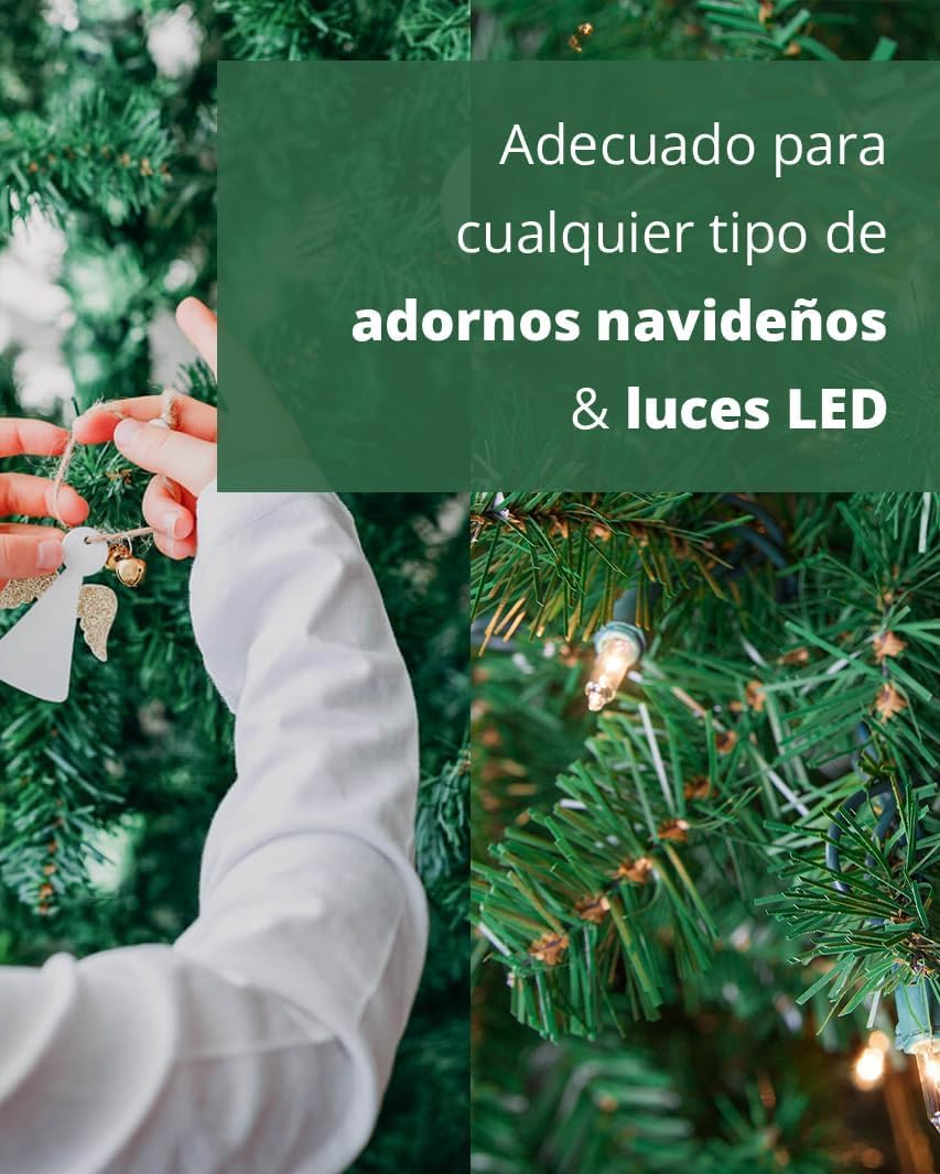 TIBBERS Árbol de Navidad Artificial, Altura de 150 cm, Estructura Desmontable, Ramas Abatibles, Soporte Metálico Plegable, TBS038