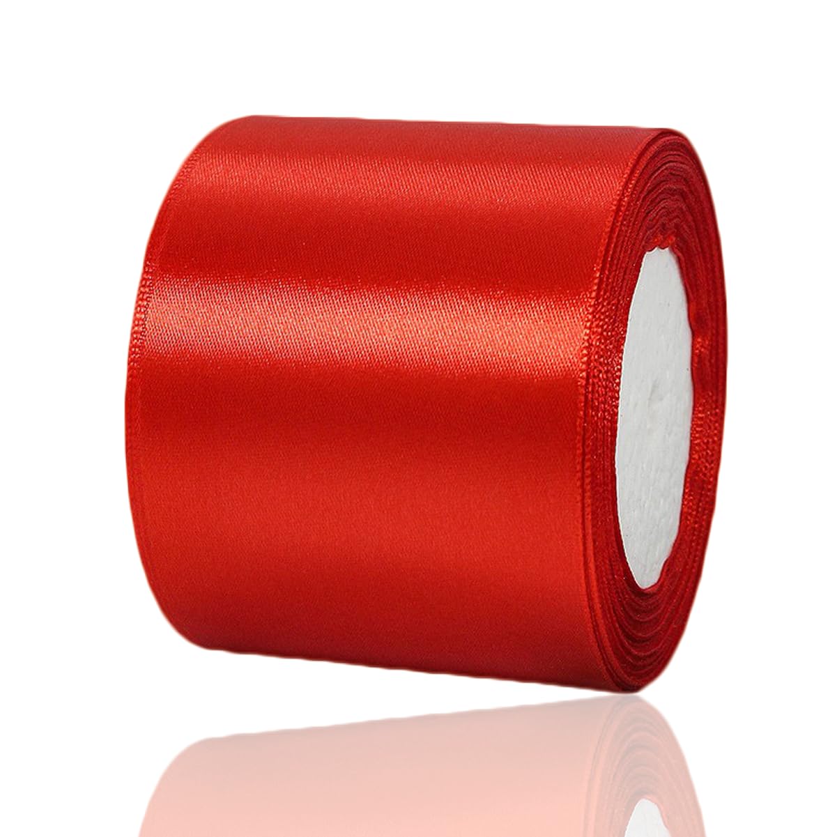 Cinta roja de 3 pulgadas x 25 yardas, cinta de tela de satén roja para ramos de flores, envoltura de regalos, coronas, manualidades DIY, confección de lazos, baby shower, árboles de Navidad y
