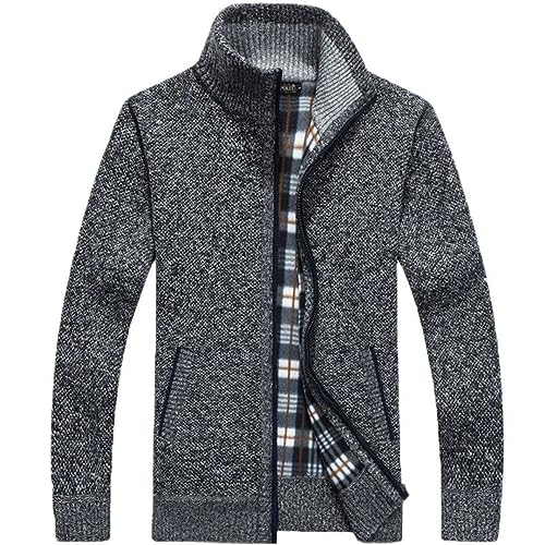 Ownwfeat Men's Sweater Wool Sweater Zipper Knitted Thick Casual Knitwear Cardigan Sweater with Pockets2