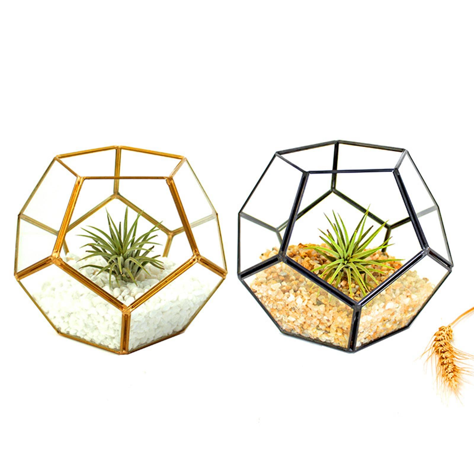 Geometric Terrarium Invernadero Decorativo de Vidrio Soporte para Plantas Arreglo Floral Diseño Moderno Adecuado para Sala de Estar Escrito, con Cobre