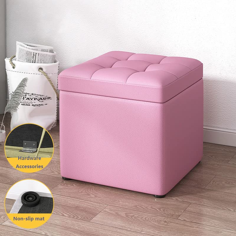 Banco otomano Acolchado con Almacenamiento, Taburete cúbico, Mesa de Maquillaje, Banco para Zapatos, reposapiés tapizado con Patas de Madera, Elegante complemento para sofá en la s