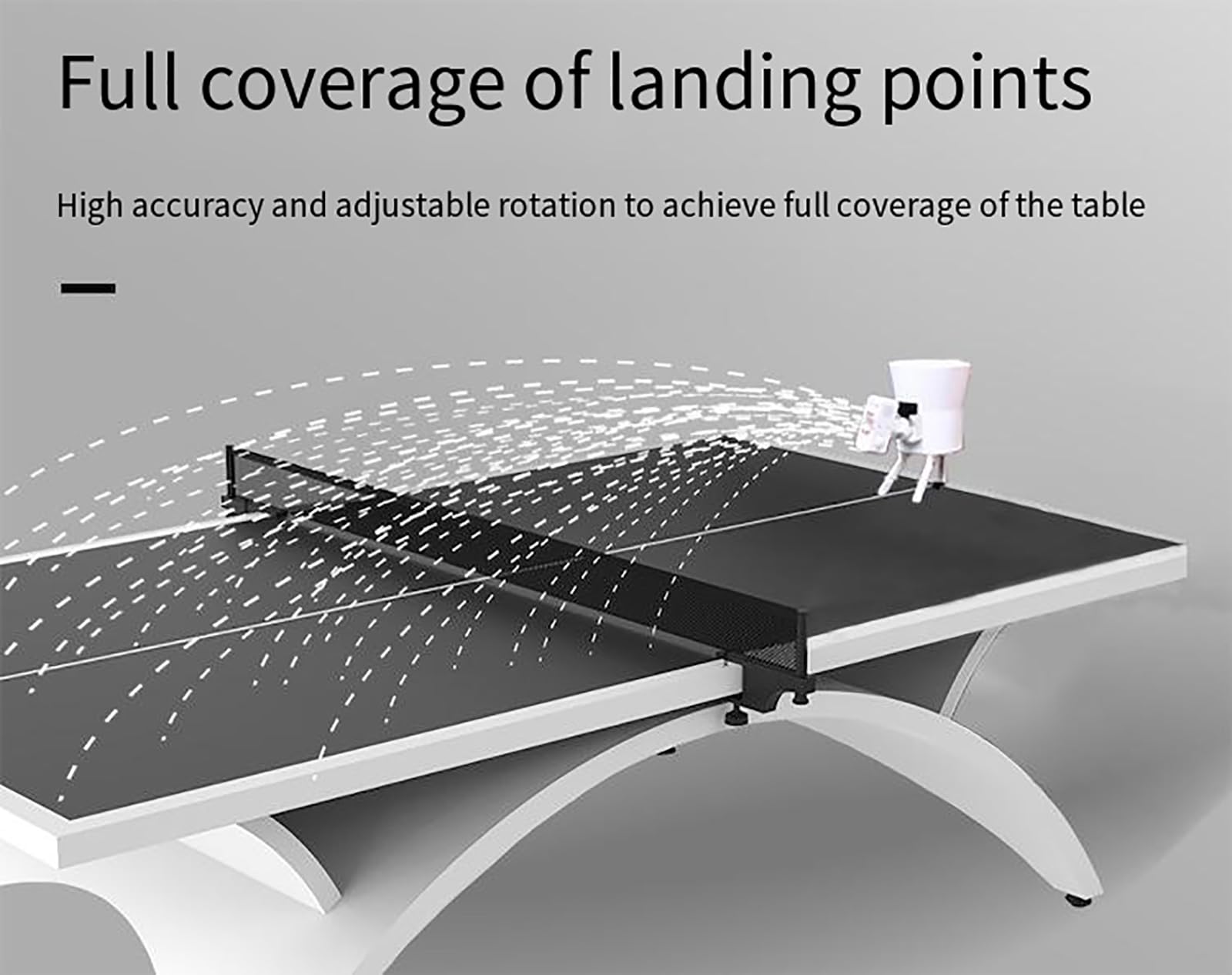 Macchina robot da ping pong, macchina per palline da ping pong con telecomando, può contenere circa 120 palline, 1-50 m/s, potente motore brushless, regolazione della velocità, per esercitarsi a casa
