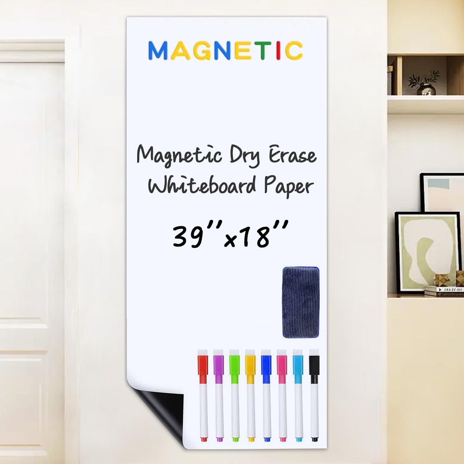 Panel Imantado Pared JOMUSAGA Pizarra Blanca, 80 X 40 Cm, Magnética,  Autoadhesiva, Lámina De Pizarra Blanca Adhesiva, image size:1600x1600