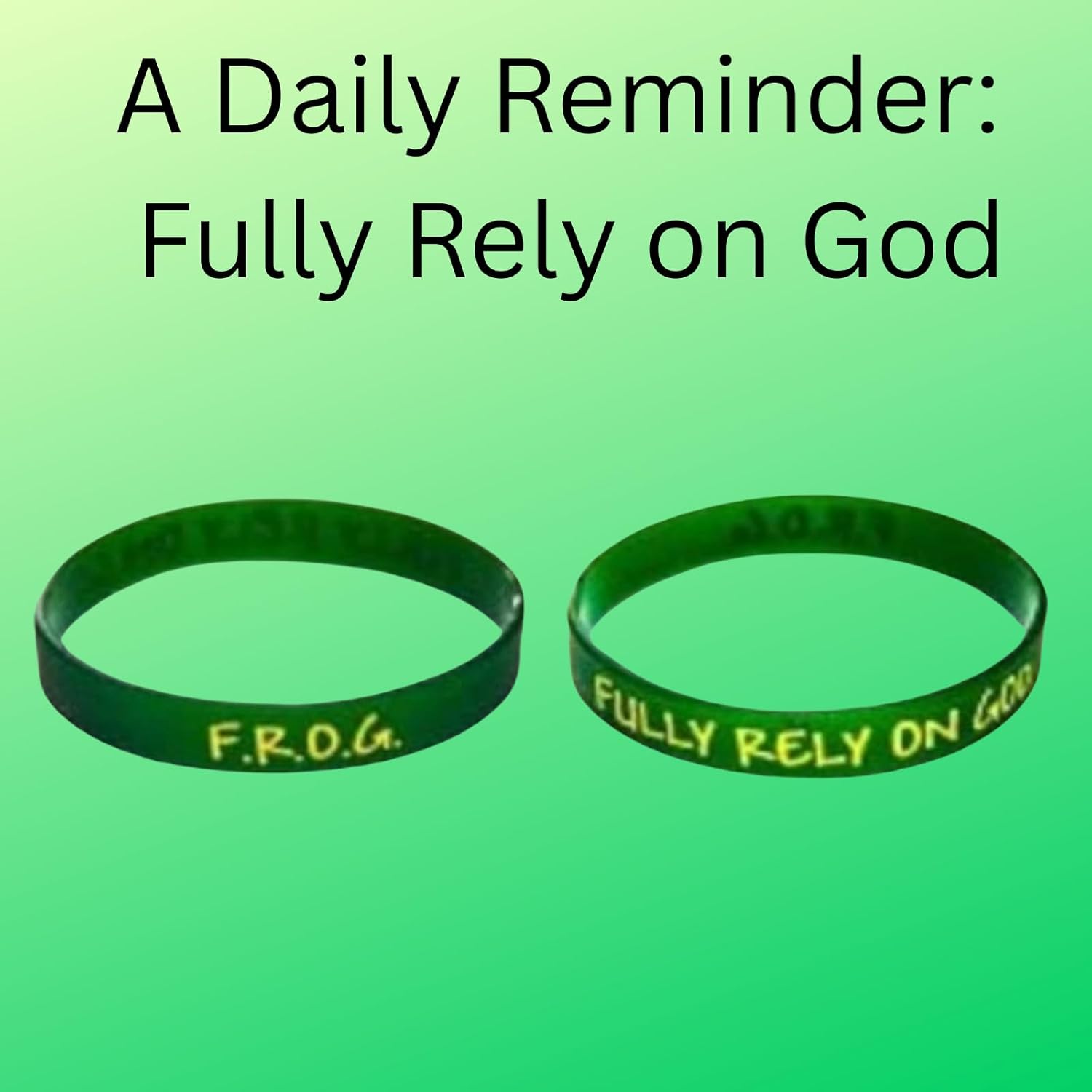Biblebanz F.R.O.G. Fully Rely On God Green Silicone Christian Bracelets – 50 Count Small 7.5"