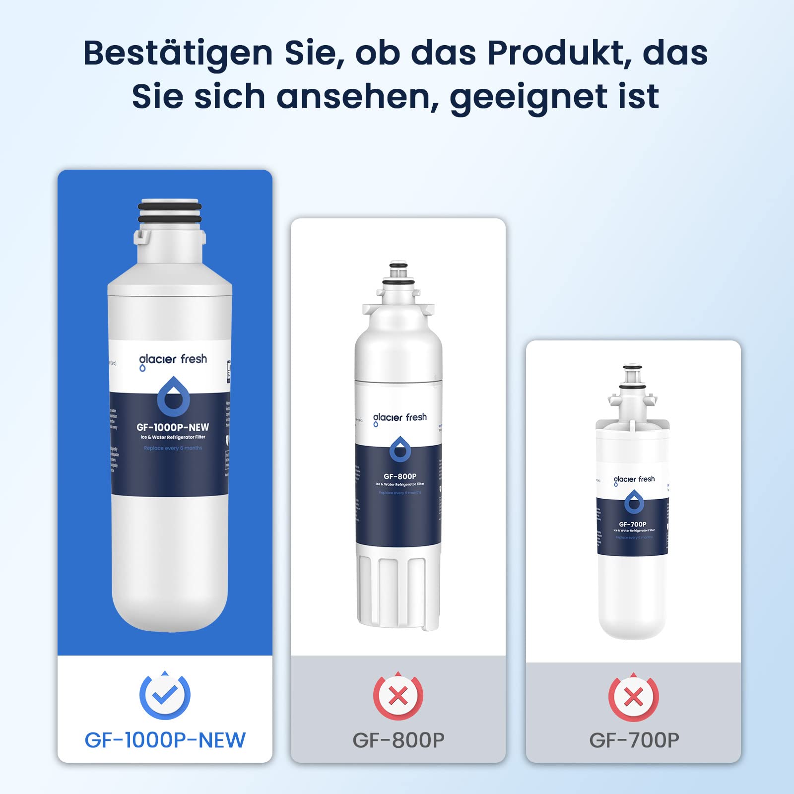 GLACIER FRESH LT1000PC ADQ747935 Kühlschrank Wasserfilter und Luftfilter, Ersatz für LG® LT1000P®/PC/PCS, LMXS28626S, LFXS26973S, MDJ64844601, ADQ74793501, ADQ74793502 und LT120F®, 3er Pack