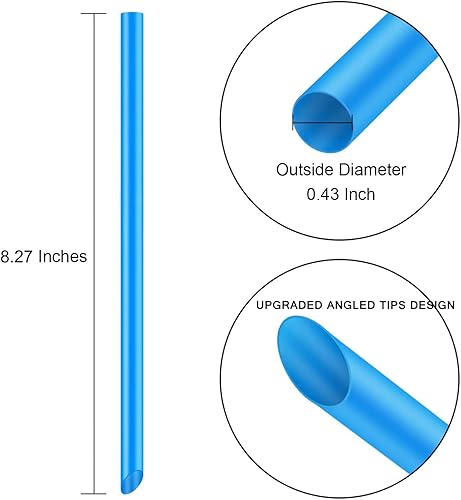 Miniatura 2 de Envueltas individualmente 100 popotes desechables jumbo para batidos y pajitas Boba, popotes anchos de plástico multicolores, sin BPA (8.27 pulgadas