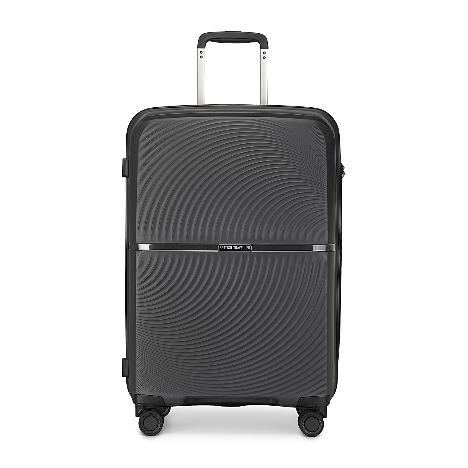 British TravellerSuitcase Lightweight Polypropylene Hard Shell Trolley Fashion Travel Carry On Luggage Cabin Size TSA Lock Check-in Case with 4 Spinning Wheels