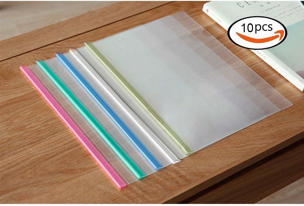 Report Covers Transparent File Folder Sliding Bar Presentation Slide Binder Files, 5 Color 10 Pieces