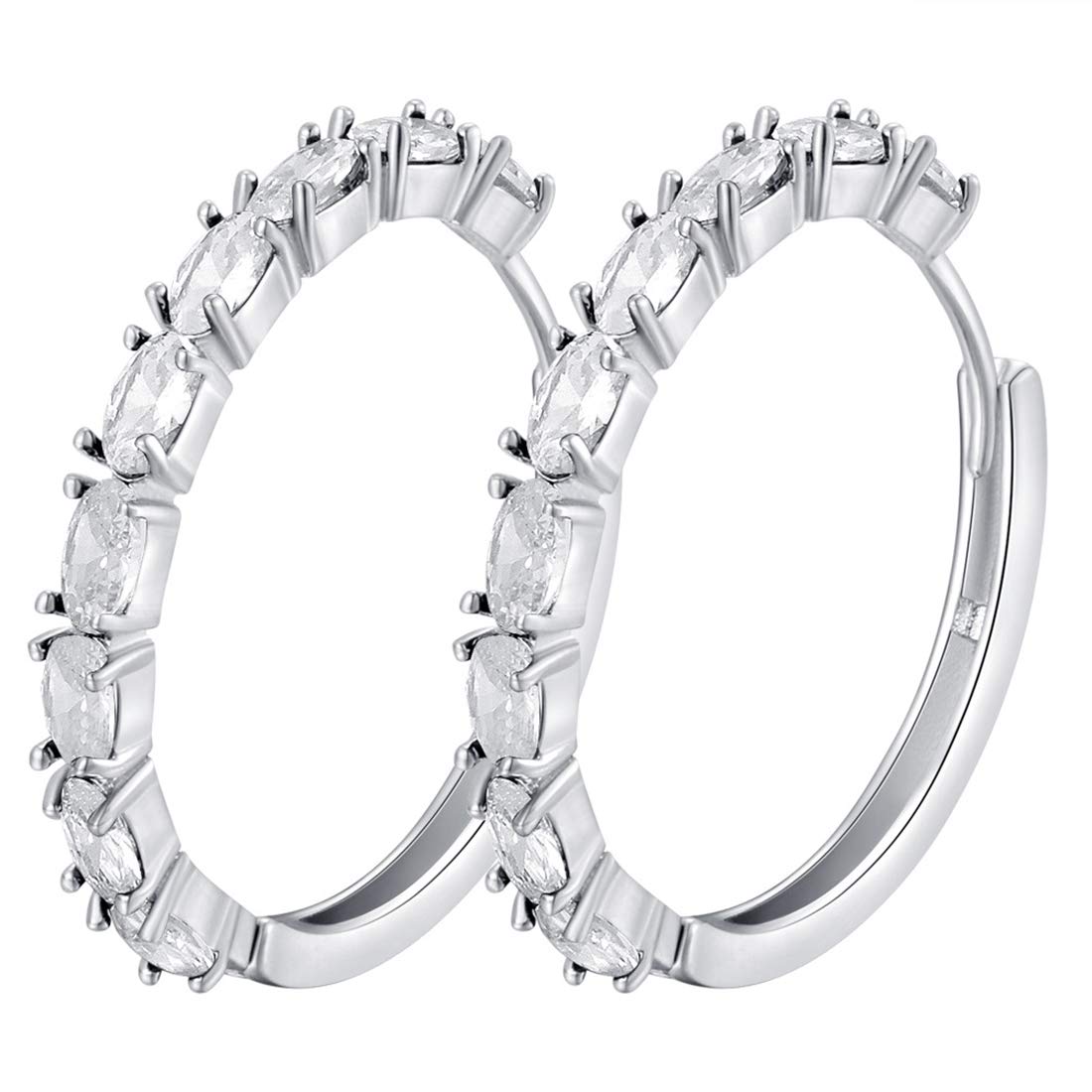 Peora Fashion Silver Plated Alloy and Crystal Hoop Earrings for Women, Silver (B07PJRHZ67) Amazon Price History, Amazon Price Tracker