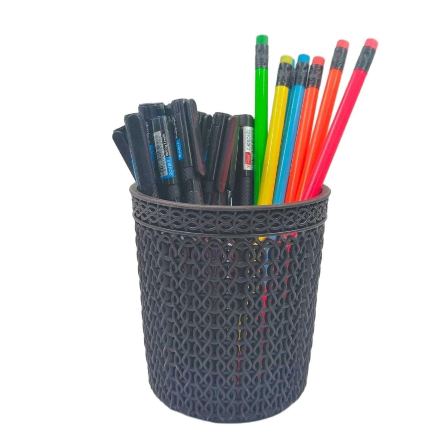 Black Olive Net Basket - Multipurpose Plastic Mini Round Basket for Small Things Spoons Pencile Stepler Brushes Cutlery Holder, Desk Storage Organizer for Home & Office, Stationery Desk Display(Q-1)