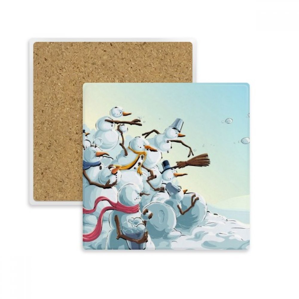 Dessous de verre bonhomme de neige pierre absorbante mug et tasse deco Noel multicolor