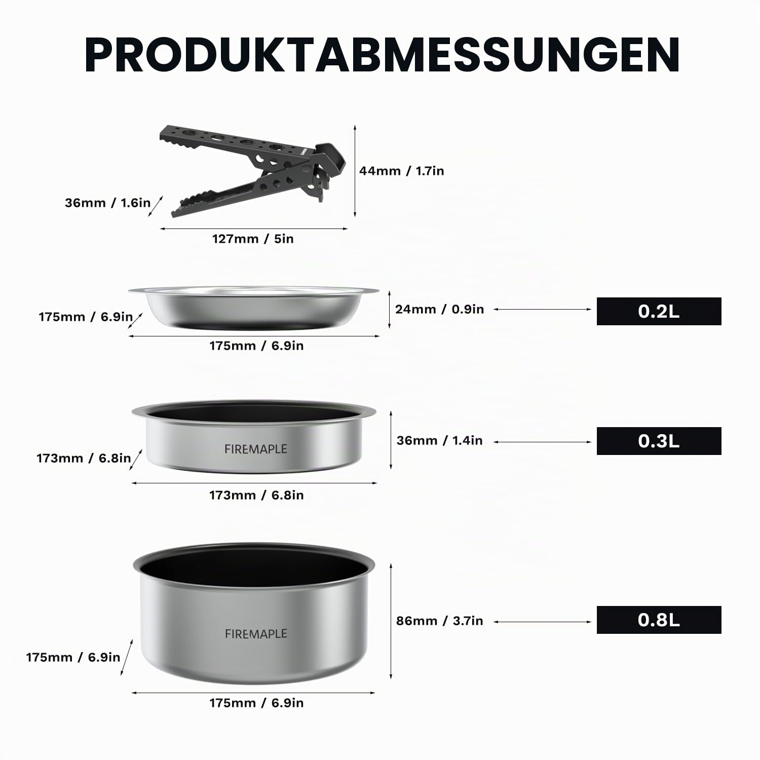 Fire-Maple Frost Ultraleichtes Camping Kochgeschirr-Set – Kompaktes Aluminium Kochset mit Antihaft-Topf, Pfanne, Teller und Griff – Camping-Utensilien für 1-2 Personen, Wandern, Trekking, Angeln