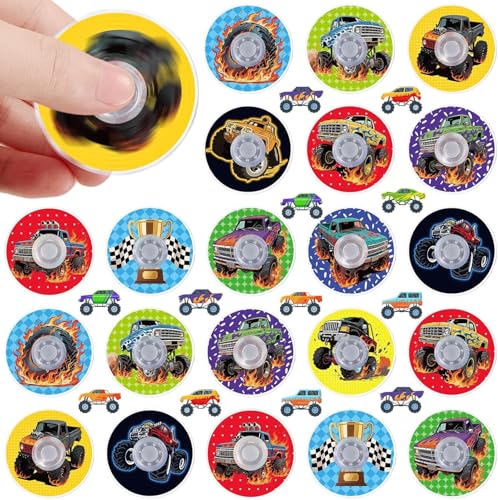 SCIONE 24 Fidget Spinners Camion Monstre pour Enfants - Mini Lots Passe-Passe, Cadeaux Saint-Valentin, Récompenses de Classe et Jouets Sensoriels Anti-Stress...