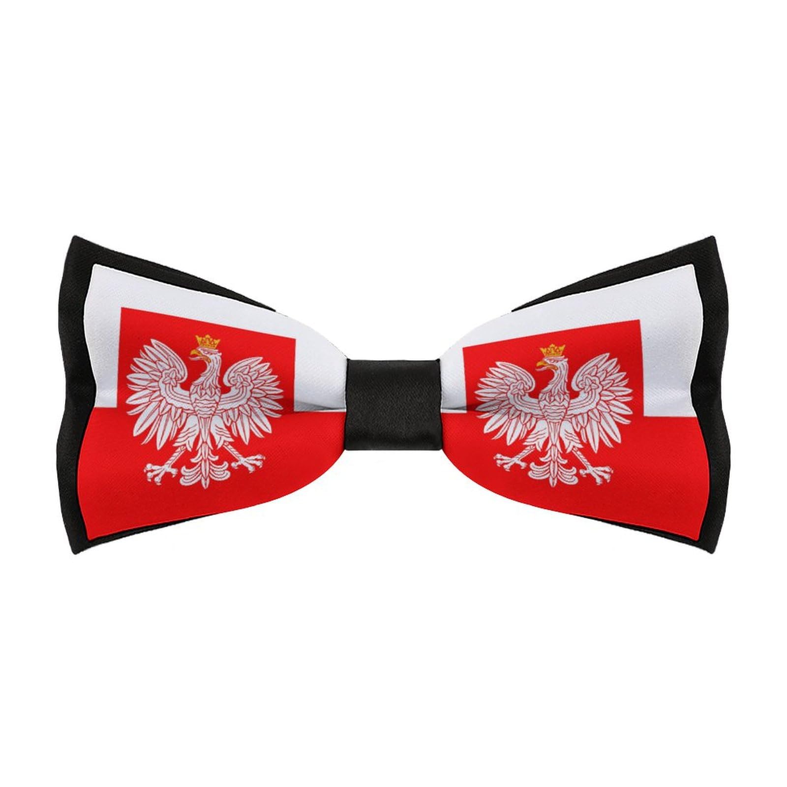 Jiufotk Unisex As Pic Poland Flag With White Royal Eagle Pre Tied Bow Ties For Men Adjustable Neck Bowties Clip On Formal Wear Tuxedo Wedding