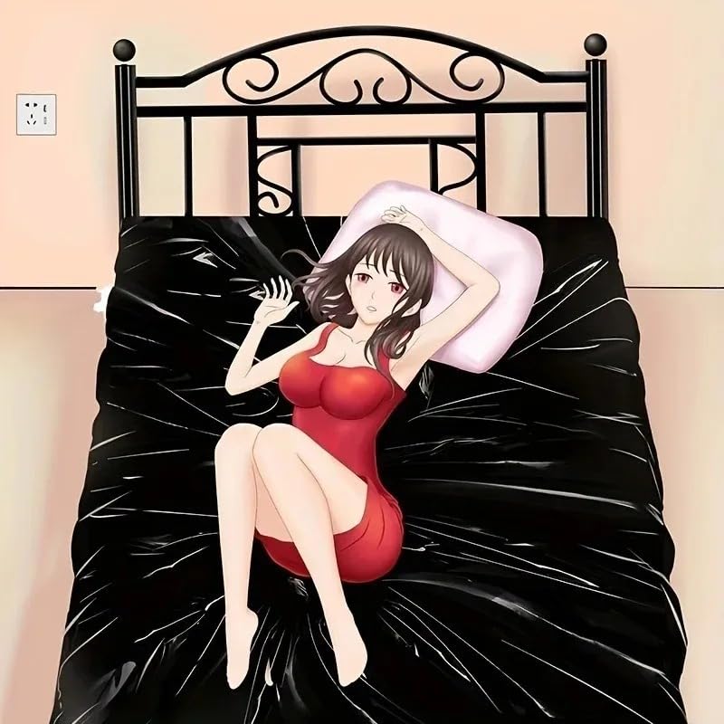 AJOHBM Protector Impermeable para Cama de Matrimonio 220x130 cm PVC Negro Ideal para Parejas Viajes y protección del colchón 0121