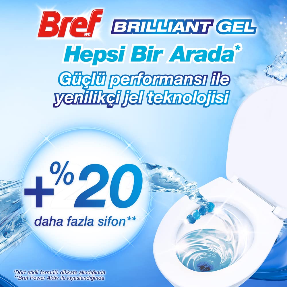 Bref WC Brilliant Jel Buzul Okyanus Kokulu Hepsi 1 Arada 2'li Klozet Temizleme Topu 1 x 2 Adet, Jel Buzul Okyanus 2