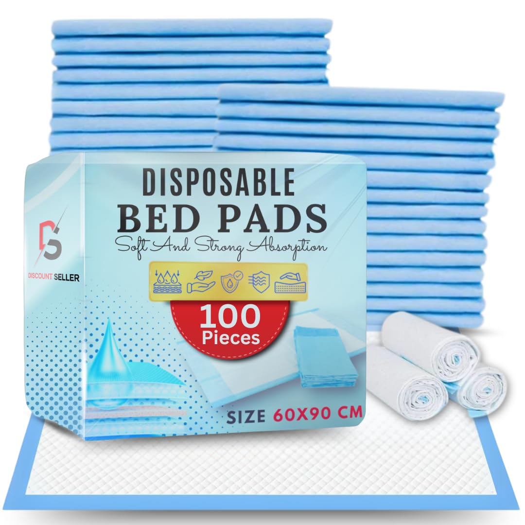 Discount Seller White, Blue 100 Pack Incontinence Bed Pads 60X90 Cm– High Absorbent, Leakproof & Odour Control Disposable Bed Pads For Adults & Kids, Soft And Non-Slip Incontinence Sheets (Inco Sheets) & Bed Mats