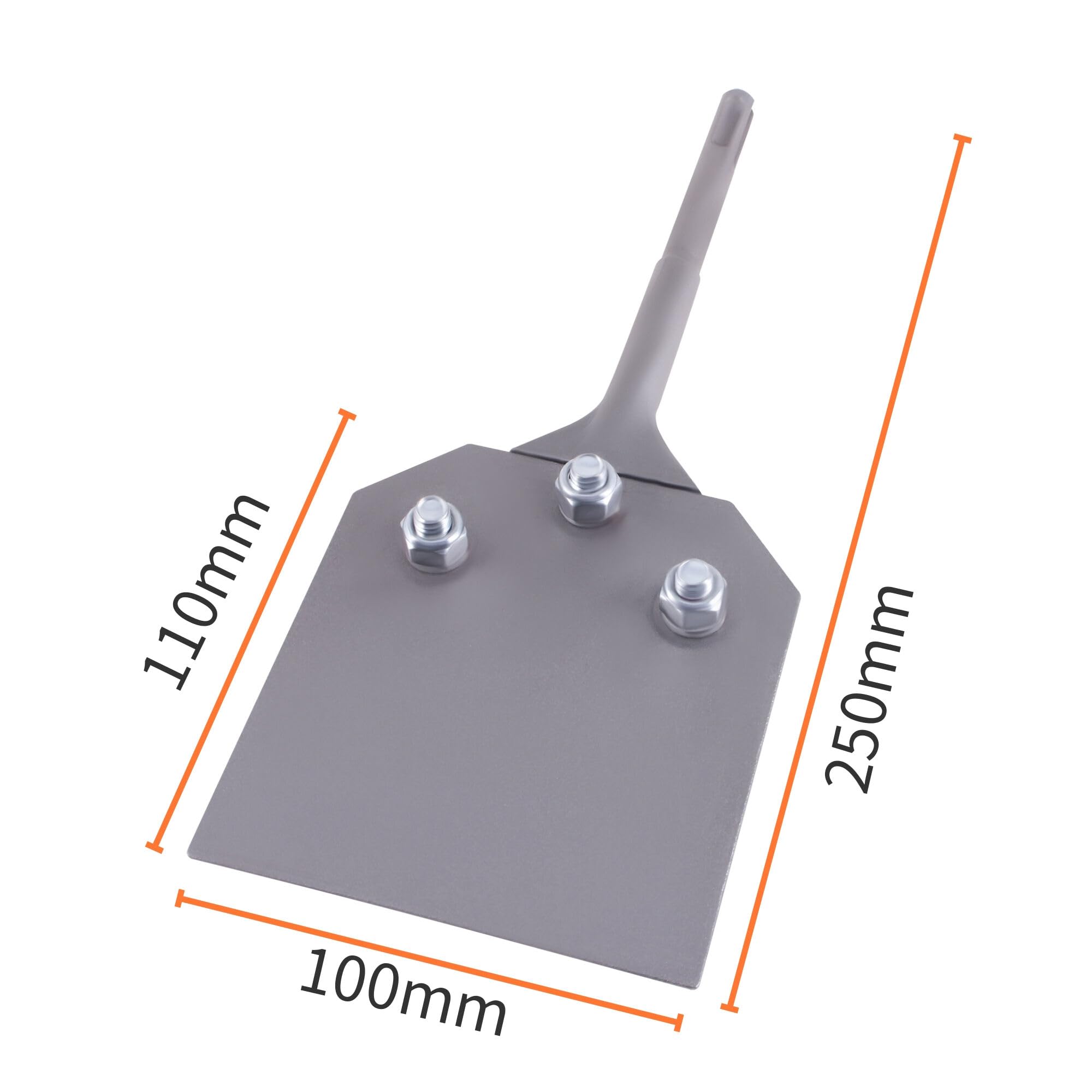 SDS Plus Ciseau à mastic, carrelage 250 x 100 mm, grattoir à peinture avec 2 lames de rechange et vis pour enlever la colle de sol, couleur linoléum