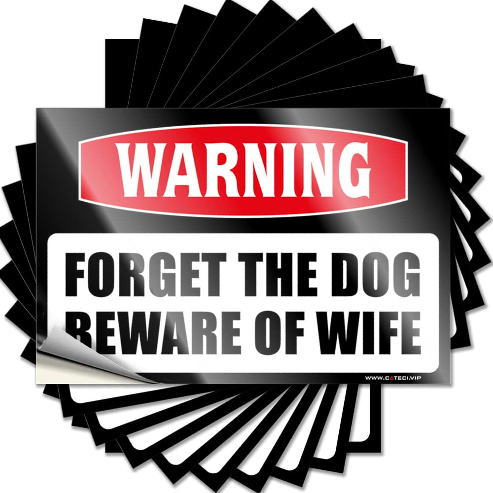 Decal Positive, Double Case Warning Forget The Dog Beware of Wife | Cool Bathroom Stuff(6X9CM)