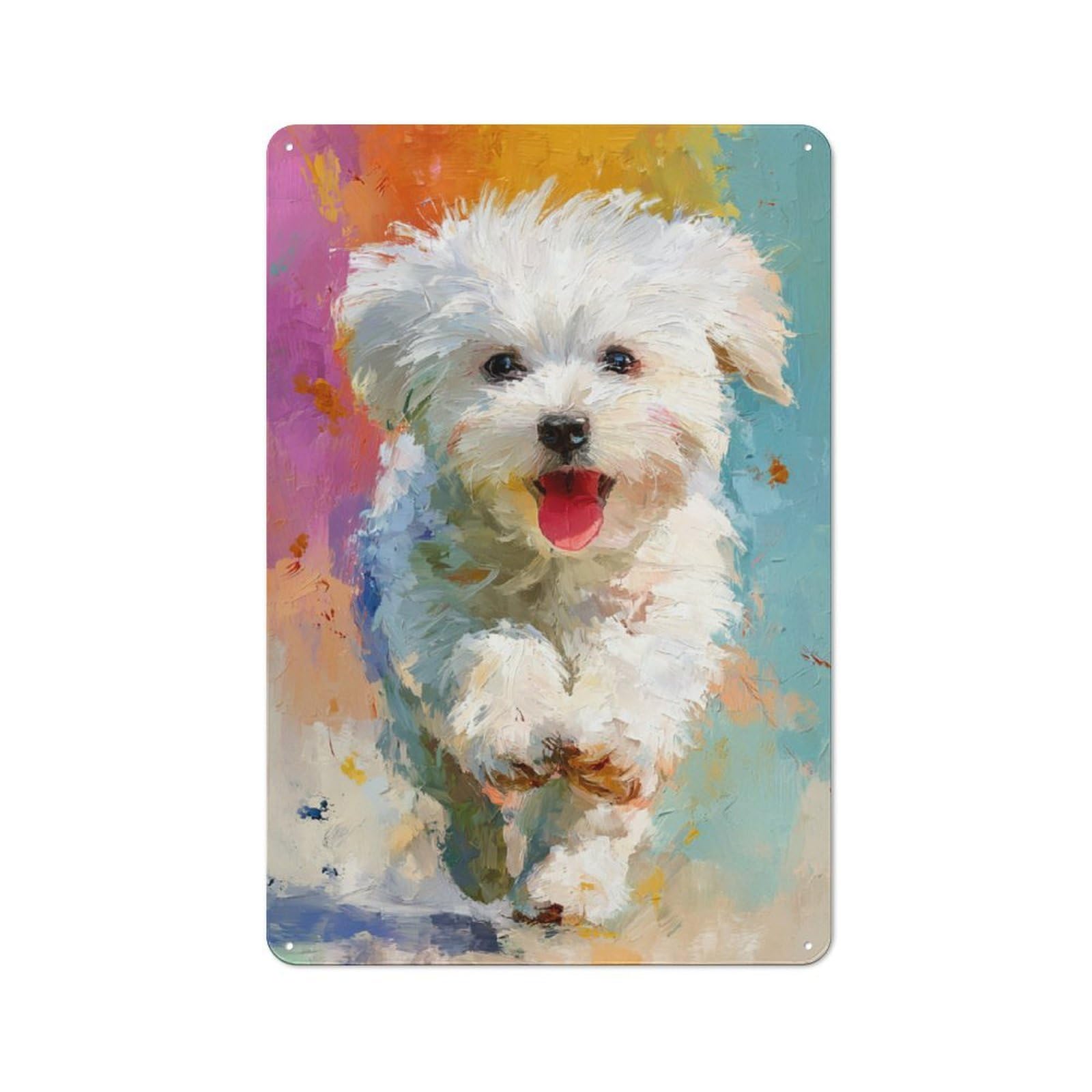 Junmoney Joyful Poodle Portrait -1 Vintage Metal Plaque 30X20cm For Man Cave Or Games Room, For An Autumn Update To Man Cave And Games Room