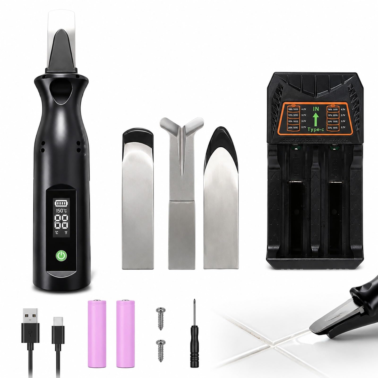 Outil chauffant pour joints de carrelage, Kit de lissage et finition