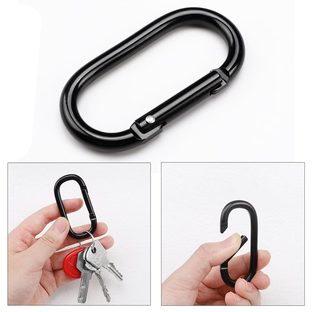 5 moschettoni con chiusura a clip, 7,8 cm, arancione, in lega di alluminio, con anello a D, per campeggio, escursionismo, viaggi, pesca, zaino, portachiavi all'aperto