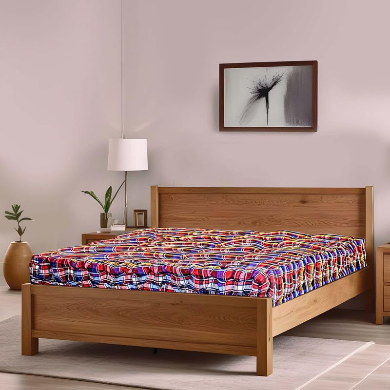 Image of Rhythm Cotton /Rui Filled Box Type Soft Portable Mattress /Gadda, Multicolor Soft Fabric Ideal for Comfortable Sleep, (Single Bed 3x6 ft or 72x36 inches) 5 inch Height /6KG