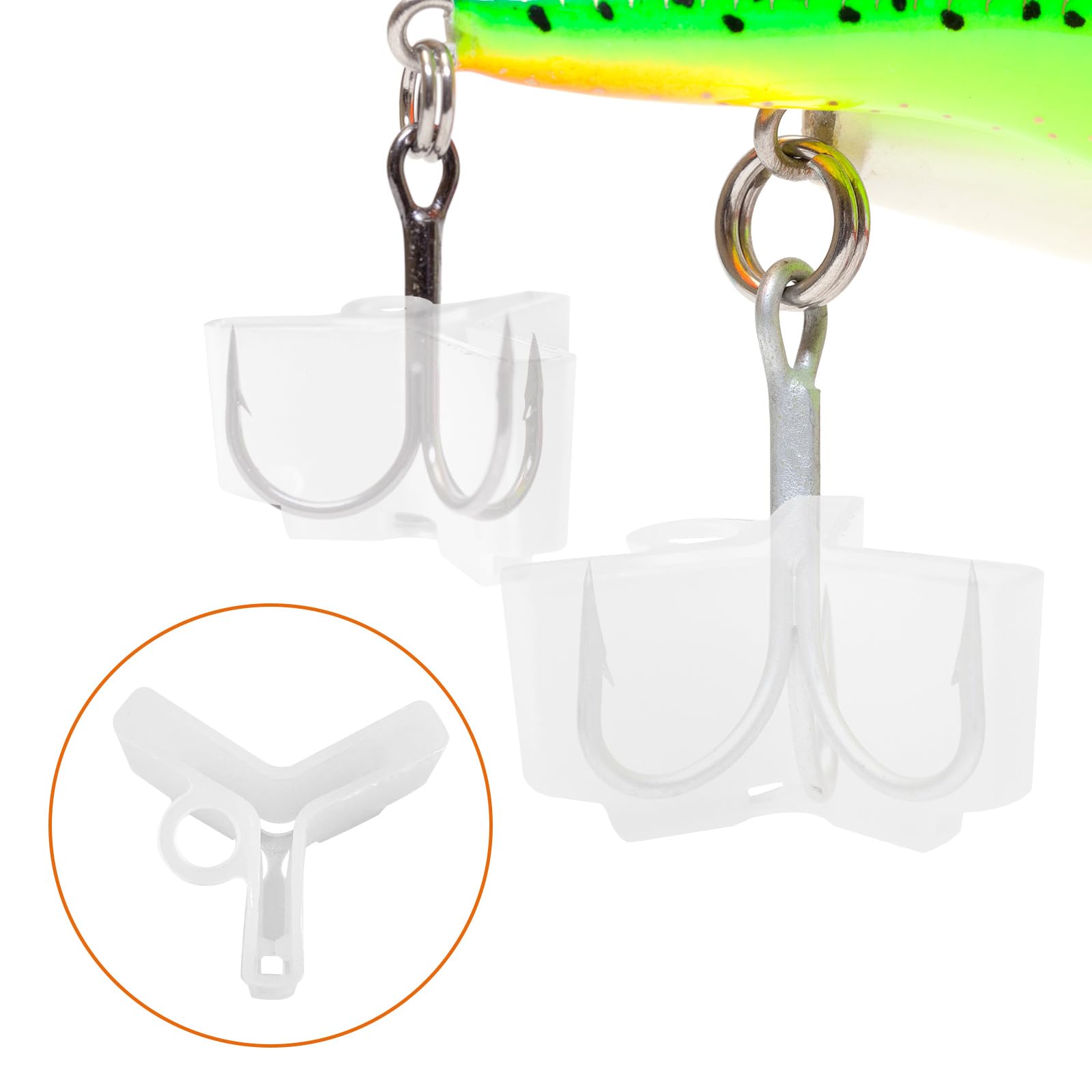Lot de 500 capuchons de protection pour hameçons triples (1 à 5 tailles, jaune et blanc)