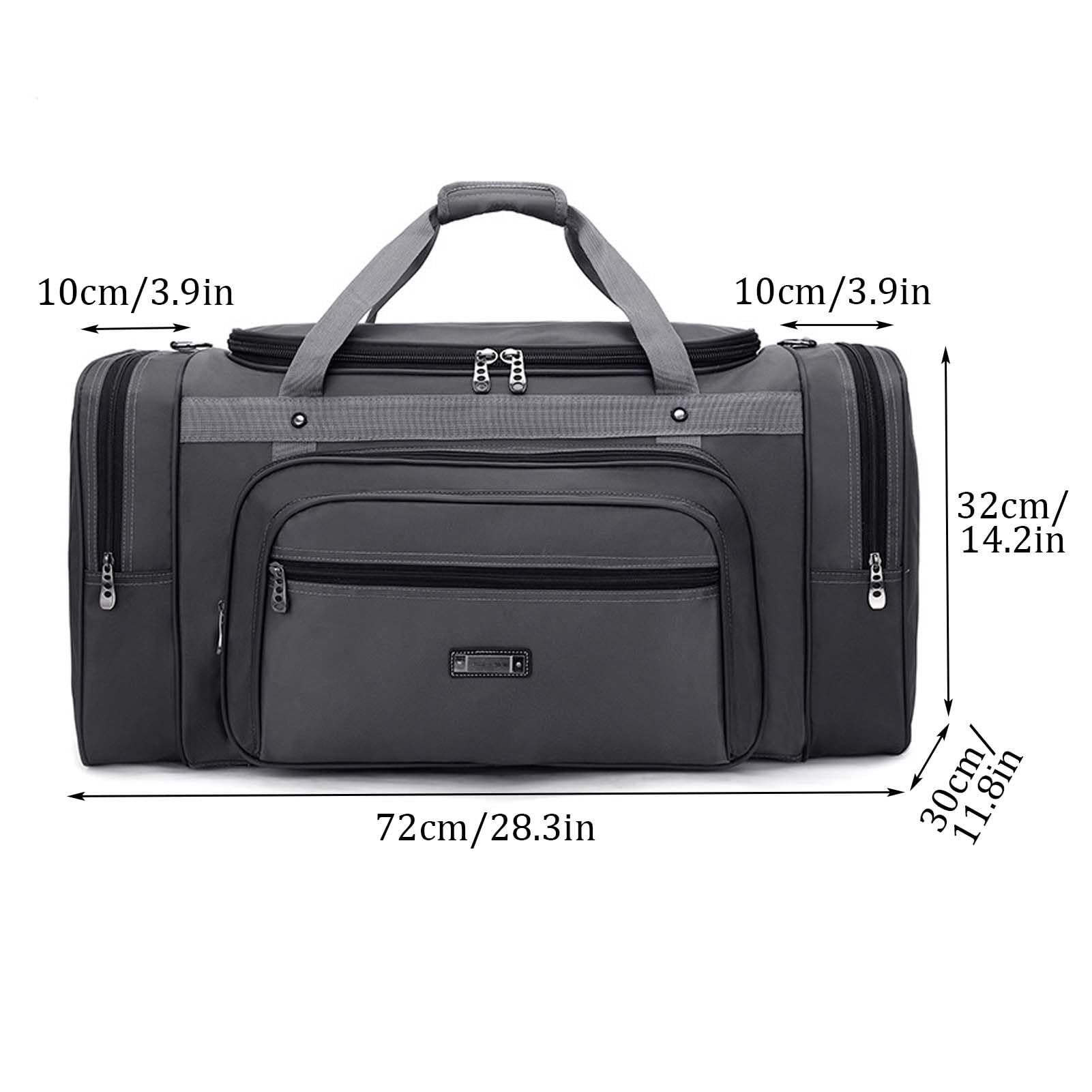 40L/70L Grand Sac de Voyage Sac de Sport Fitness Homme Femme Gym Travel Luggage Duffle Bag Weekend Bagages à Main Imperméables Sacs à bandoulière avec Compartiment à Chaussures (Gris, Grand)