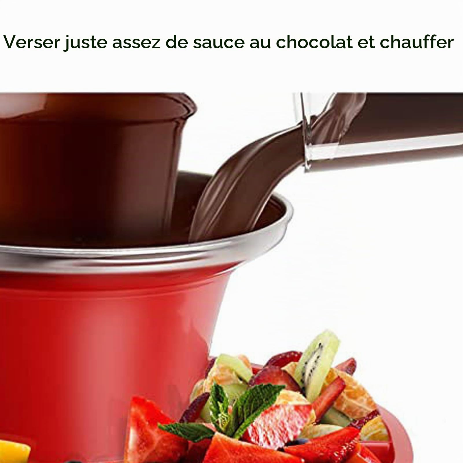 Machine à Fontaine à Chocolat à 3 Niveaux, Ensemble de Fontaine à Fondue au Chocolat électrique de 17 Oz avec Plateau de Service pour Fête D'anniversaire Mariage Chocolat Nacho
