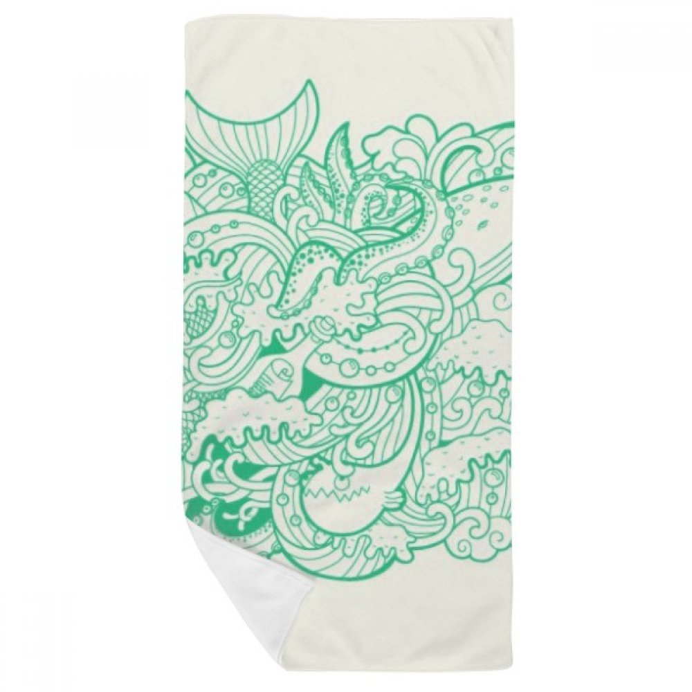Serviette de bain requin et vagues 35x70cm idéale pour le sport et la plage