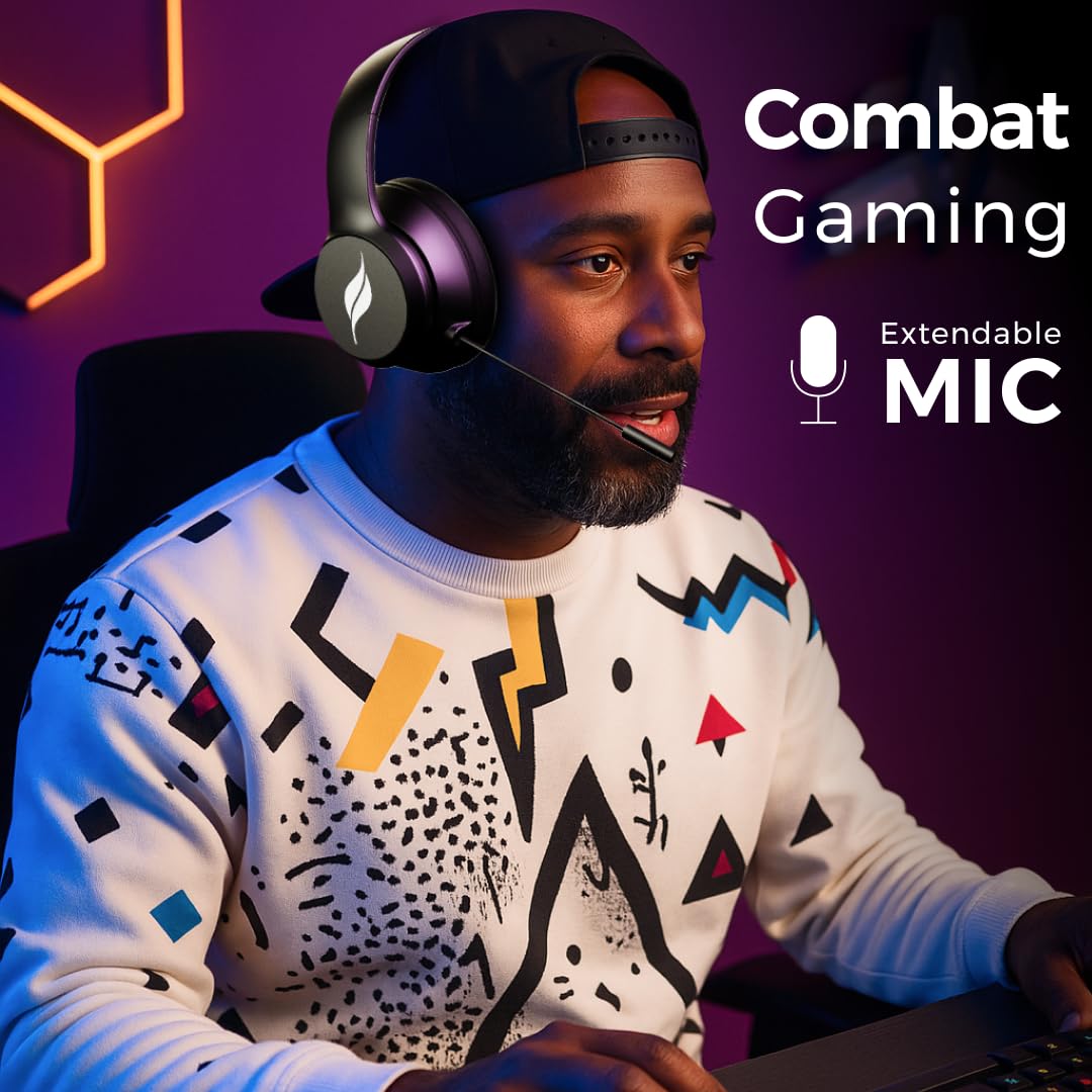 Leaf Bass X414 Headphone, AI Sound App, 50H Playtime, 40mm Driver, IPX5, BT v5.3 Bluetooth & Wired Headset — Amazon image 4