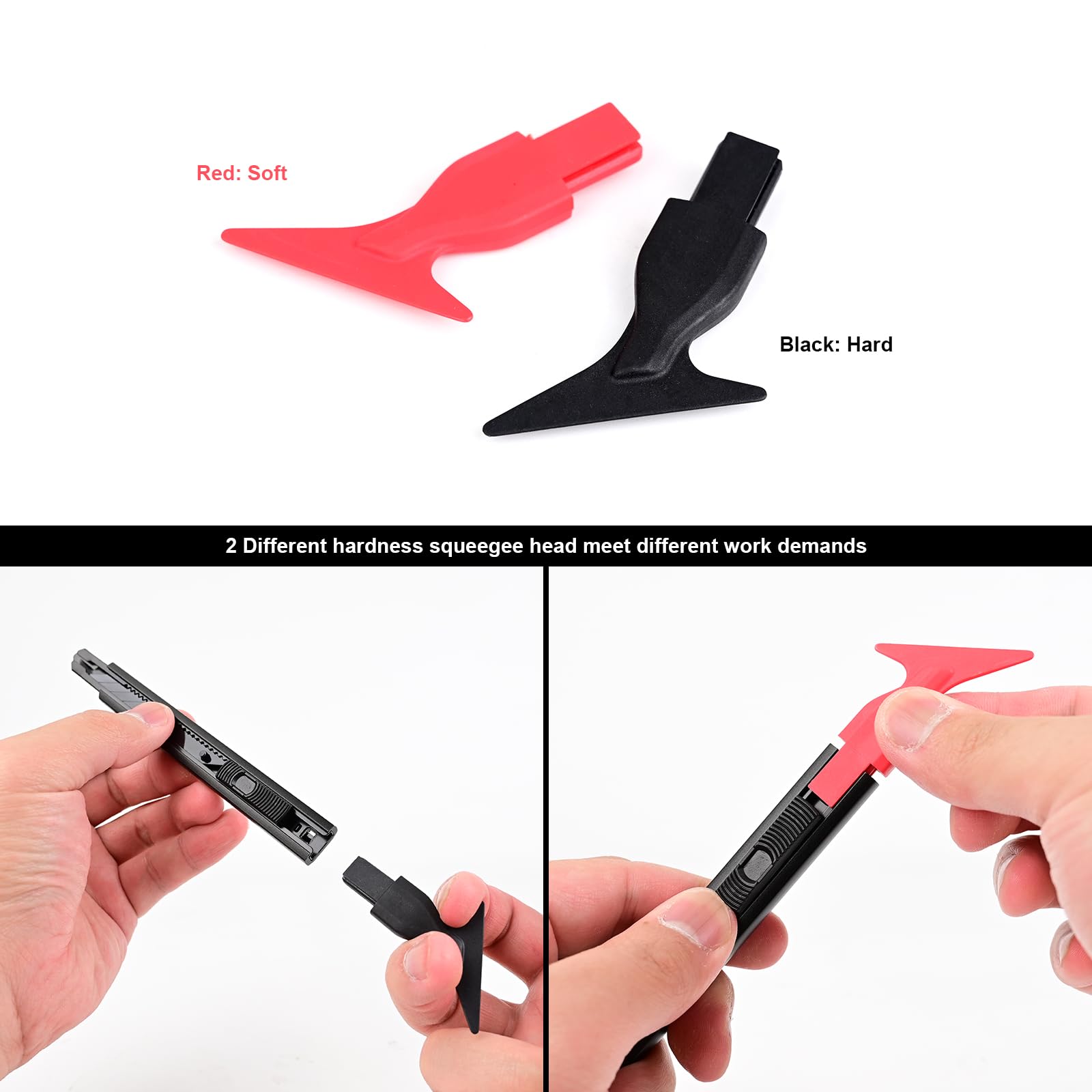 EHDIS Nóż do cięcia 2 w 1 z zestawem mikrorakli, nóż do cięcia 9 mm z 10 ostrzami łamanymi, mikrorakla o 2 różnych twardościach, narzędzie do foliowania folii do samochodu, folii okiennej