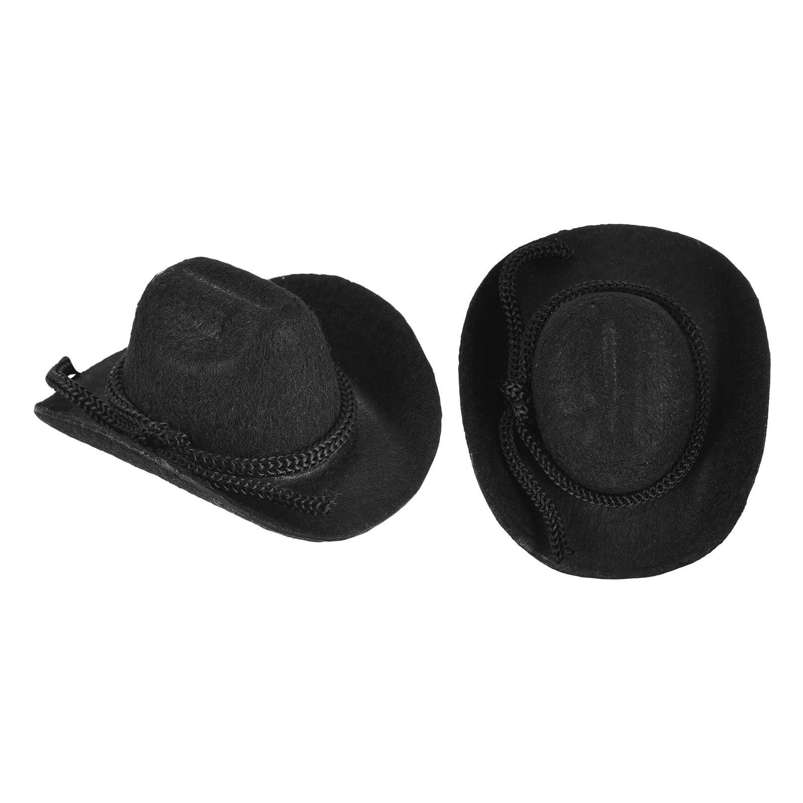 PATIKIL 2 Pcs Mini Cowboy Hats, Black Miniature Western Cowboy Hat Tiny Dollhouse Accessories for Crafts Dolls Wedding Party Dress Decoration Hair Accessories Snowman,3.3 x 2.8 x 1.6 Inch