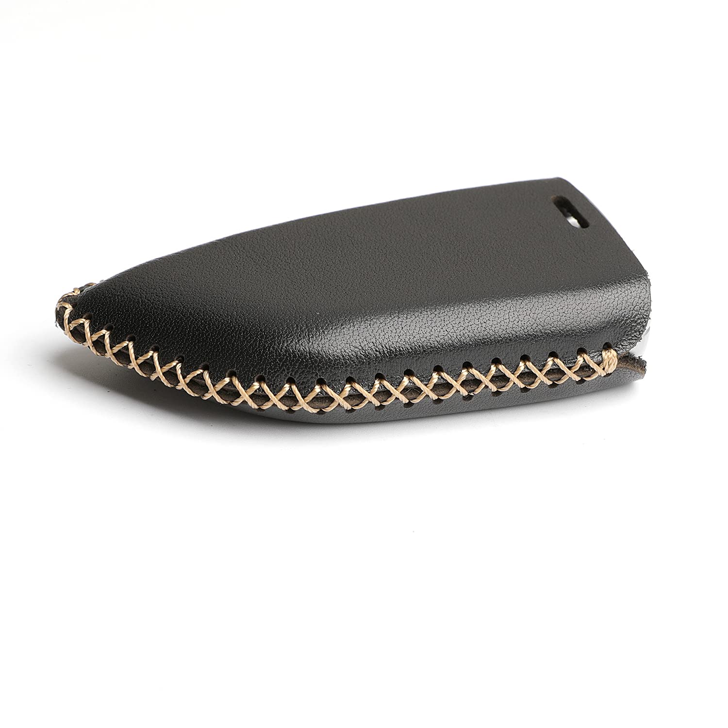 WFMJ Leather for BMW 2 5 6 7 Series X1 X2 X3 X5 X6 Remote 4 Buttons Key Fob Case Cover Skin Covers Chain (Black)