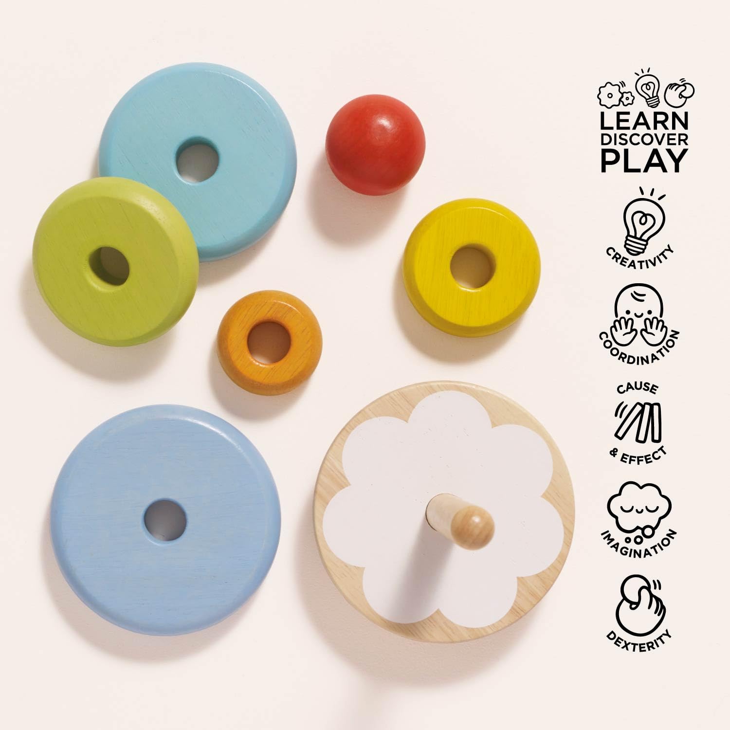 Torre Impilabile ad Anelli Colorati in morbida gomma - Regalo 1-3 anni – Centro Gioco Educativo