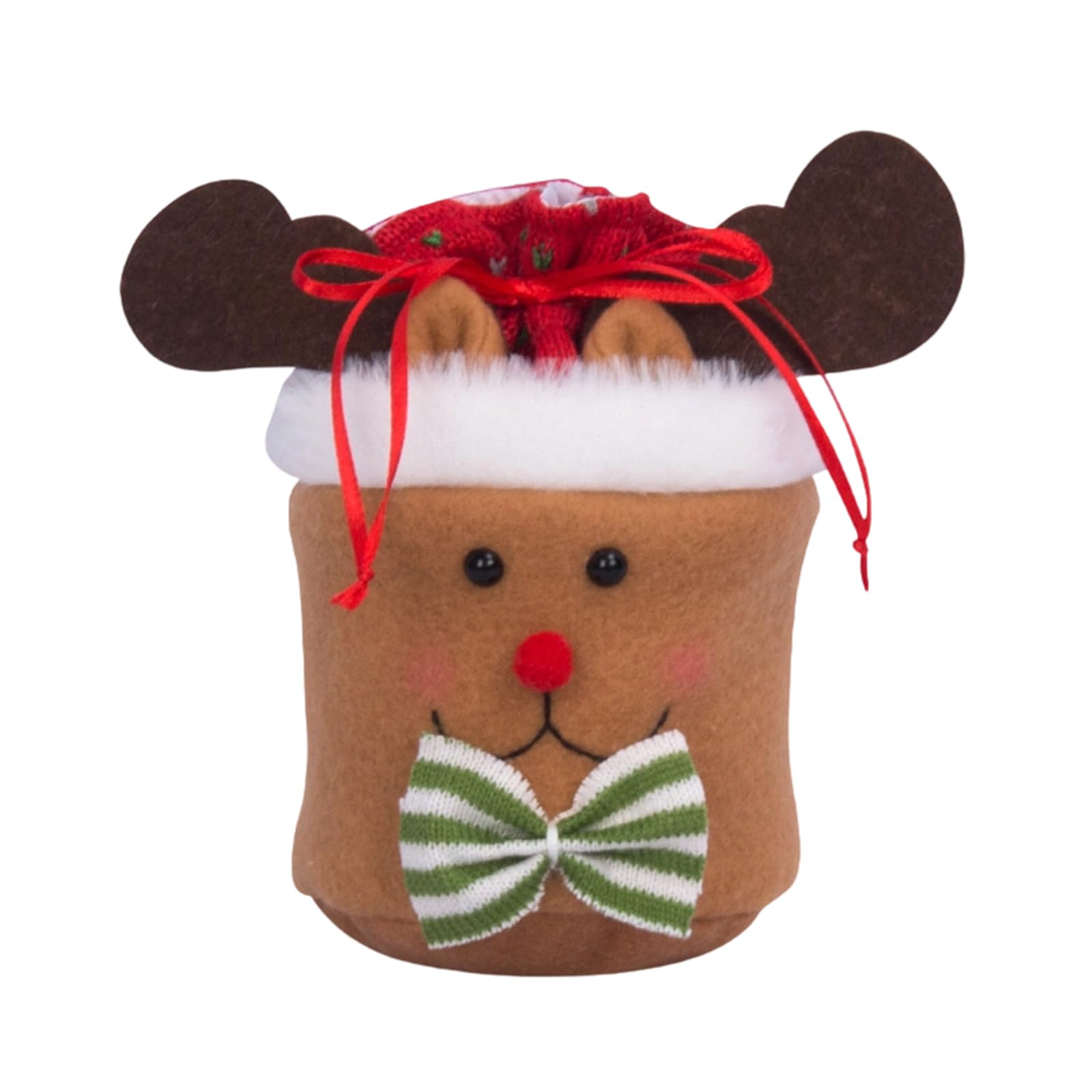 Msioytog Cloth Gift Sacks for Christmas Candy Party Supplies Decoration Drawstring Santa/Snowman/Deer Seasonal Organization Bag Holiday Storage Pouches