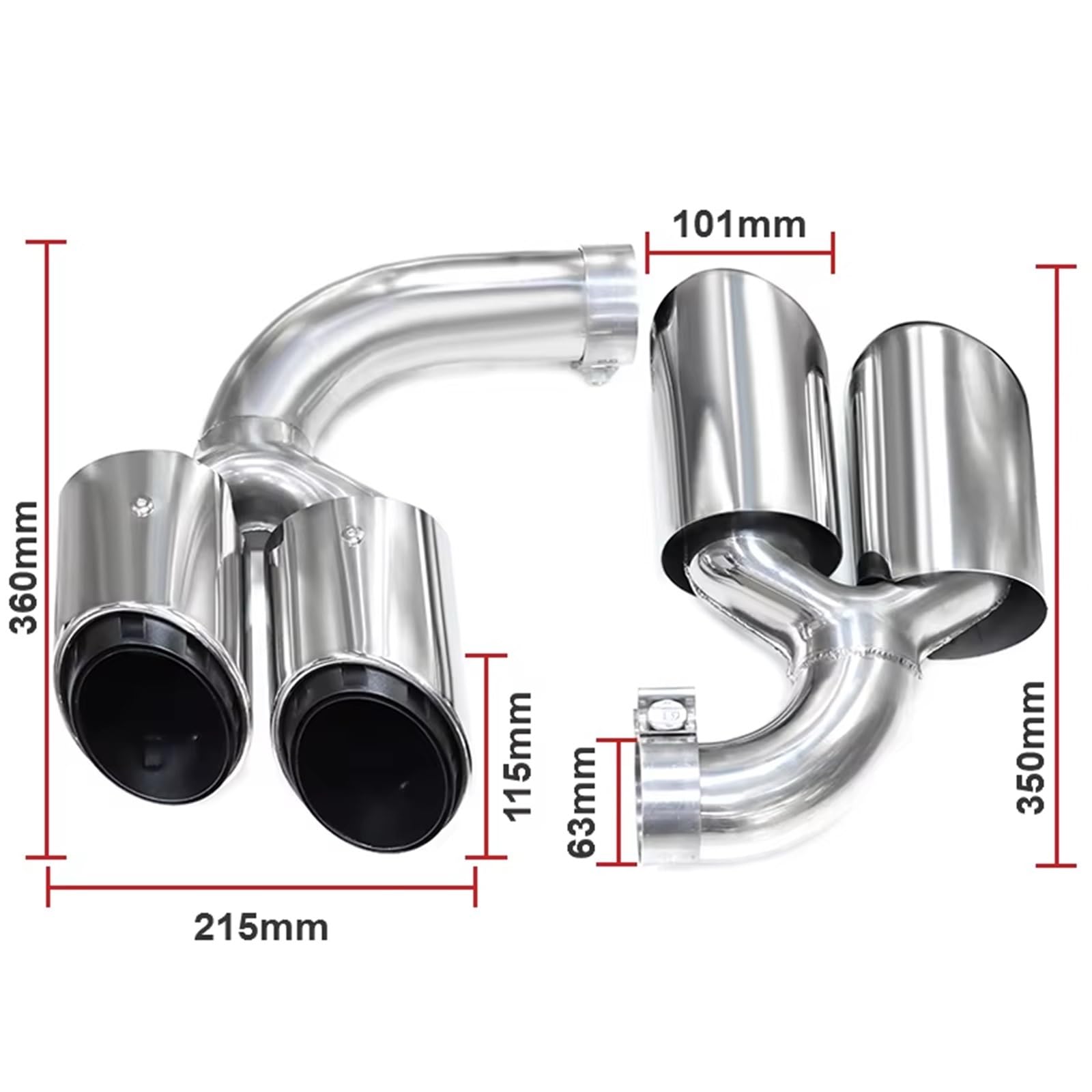 Tubo de Escape para Cayenne 9Y0 SUV 3.0 2018+ Gasolina Punta de Escape Tubo de Escape cudruple Gasolina Negro